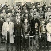 Photo of Macon County, IL. Draftees Standing on Courthouse Steps.